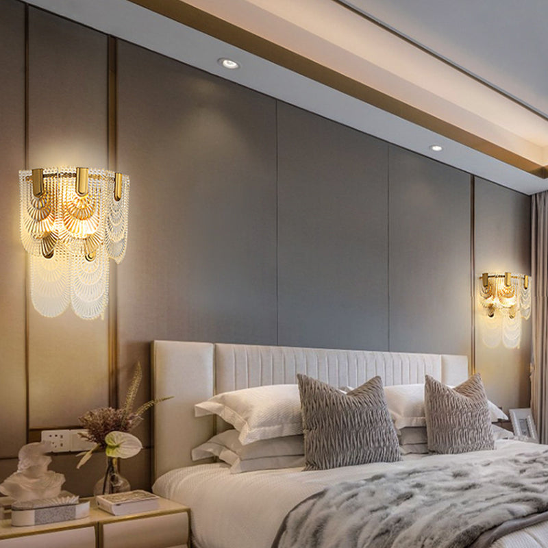 Metal & Glass 2 - Light Wall Light Post Modern in Gold & Clear