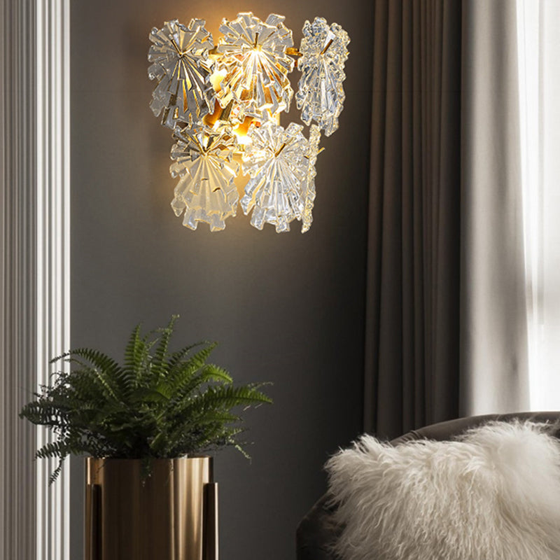 Metal & Glass 2 - Light Wall Light Post Modern in Gold & Clear