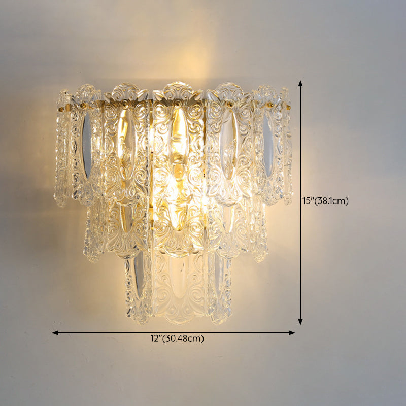 Metal & Glass 2 - Light Wall Light Post Modern in Gold & Clear