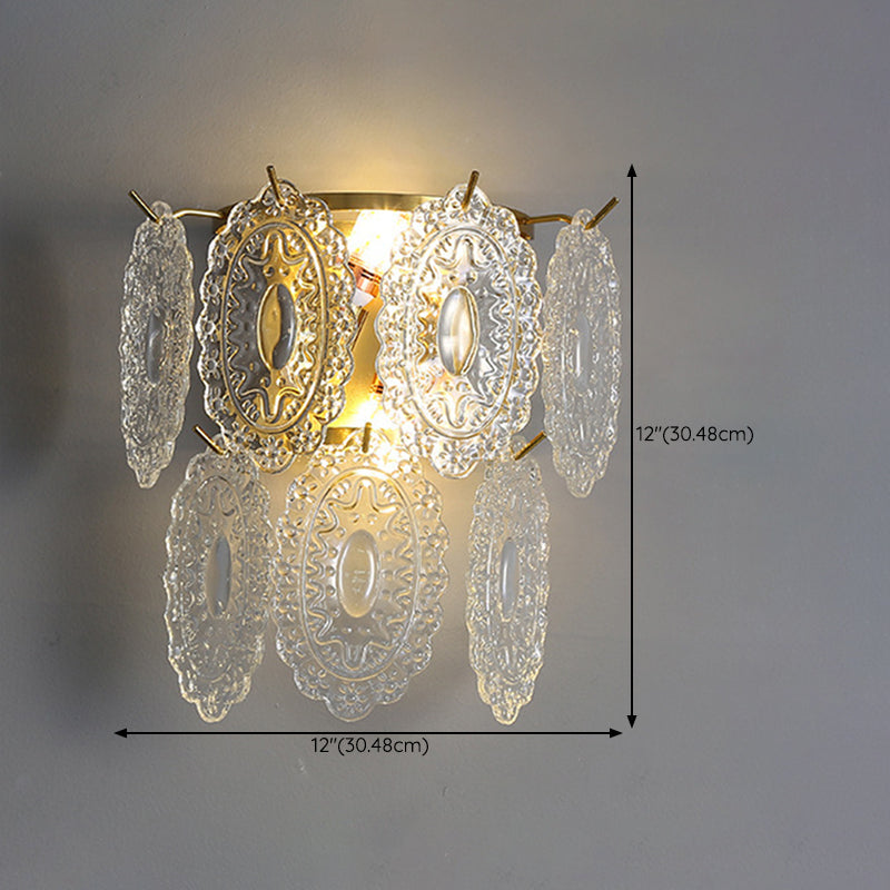 Metal & Glass 2 - Light Wall Light Post Modern in Gold & Clear