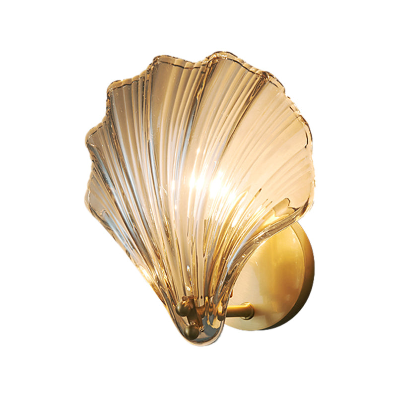Nordic Style Wall Light Shell Shape Wall Lamp with Glass Shade for Bedroom