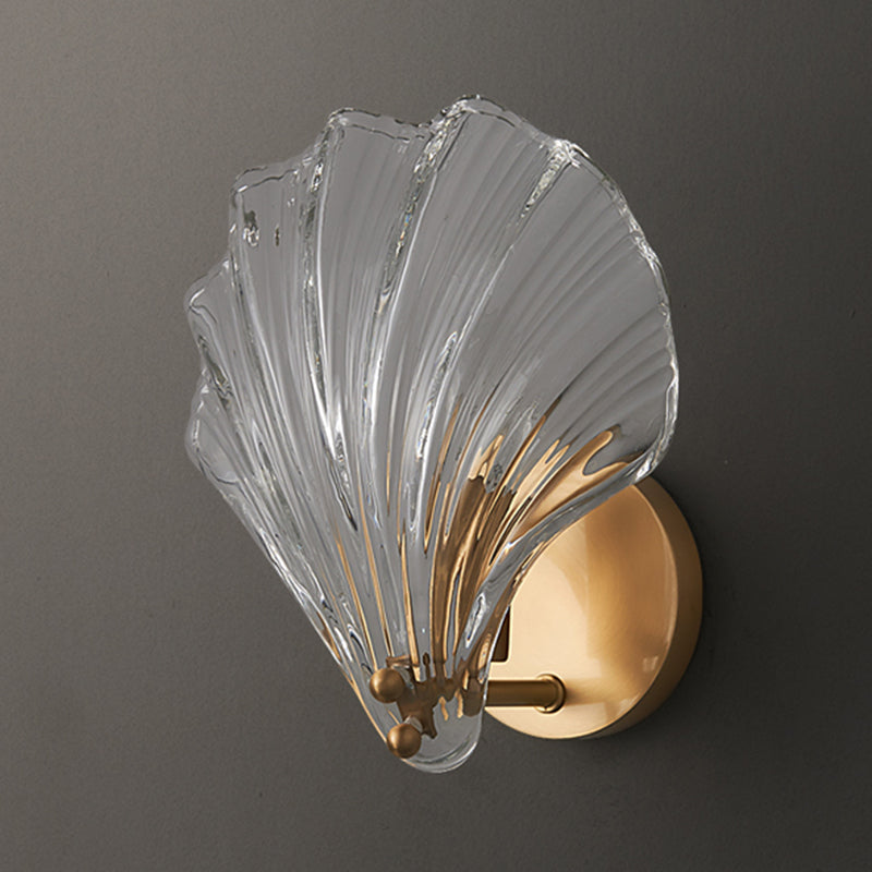 Nordic Style Wall Light Shell Shape Wall Lamp with Glass Shade for Bedroom