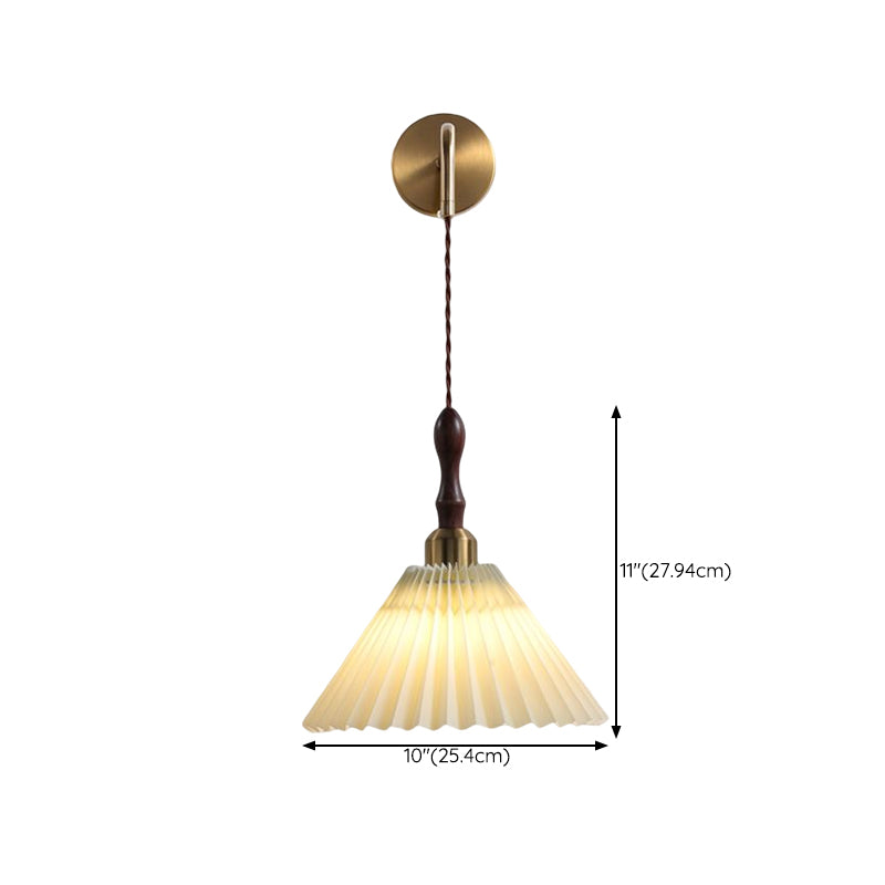 Nordic Style Wall Light Cone Shape Wall Lamp with Fabric Shade for Bedroom