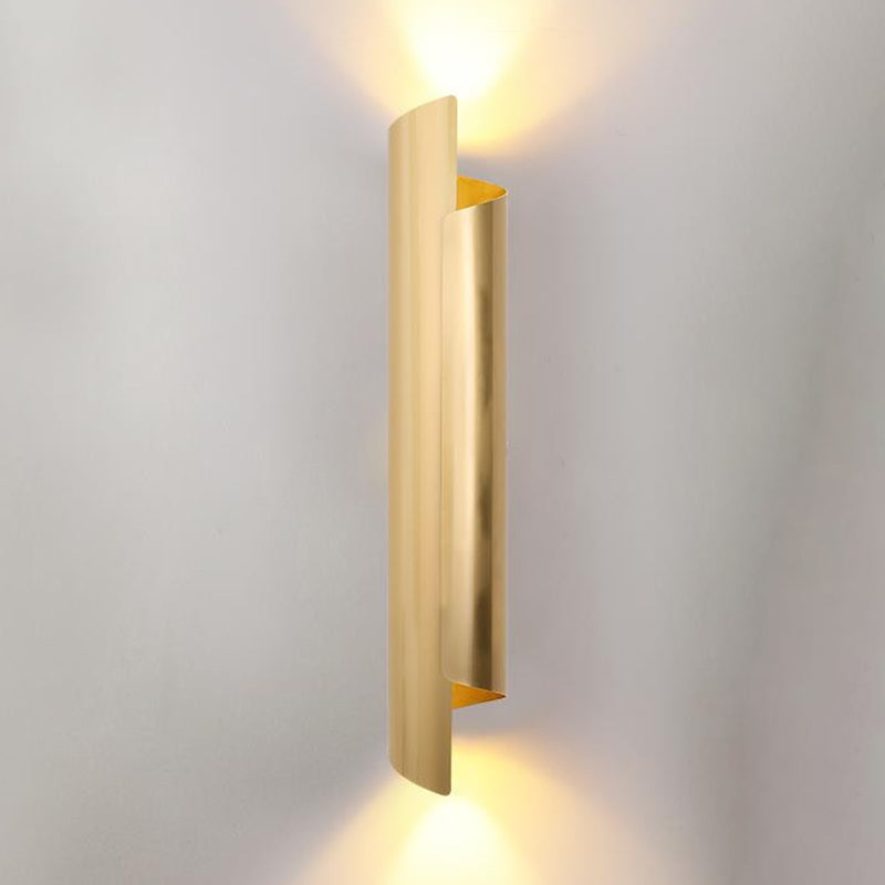Post Modern 1 - Light Wall Mount Fixture Iron Tube Wall Lighting in Gold Finish