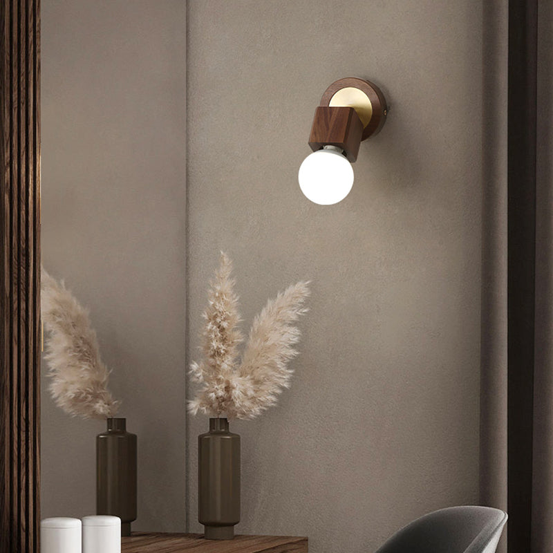 Modern Simple Wooden Wall Light Rectangle Shape Wall Lamp for Living Room