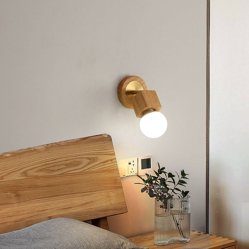 Modern Simple Wooden Wall Light Rectangle Shape Wall Lamp for Living Room
