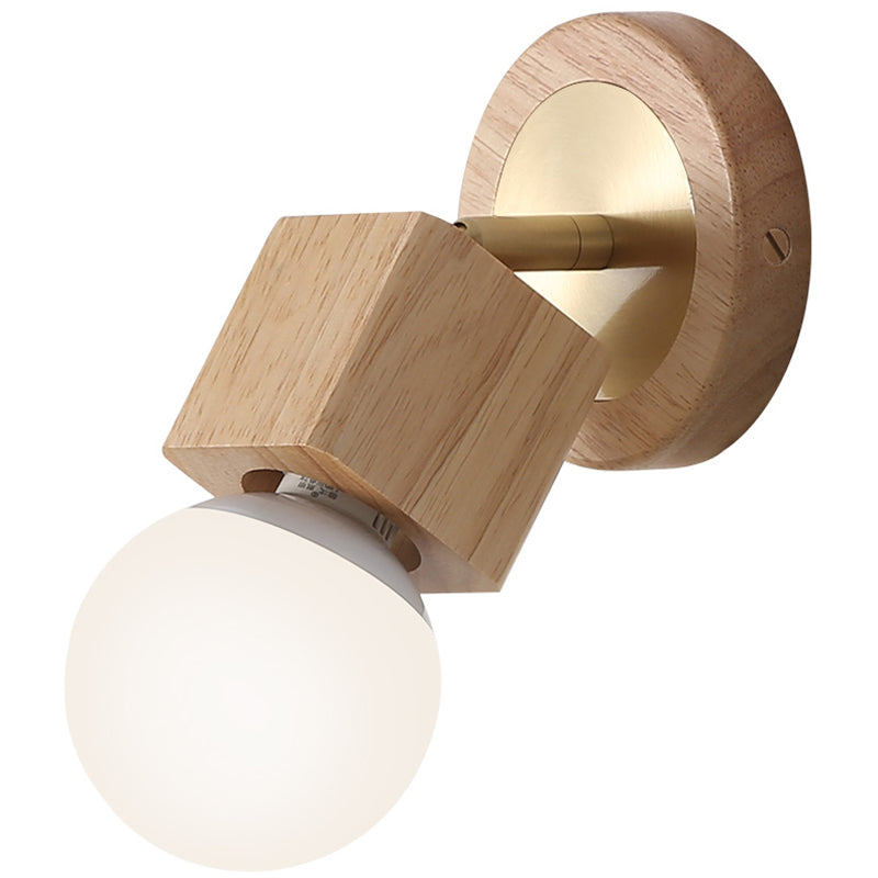 Modern Simple Wooden Wall Light Rectangle Shape Wall Lamp for Living Room