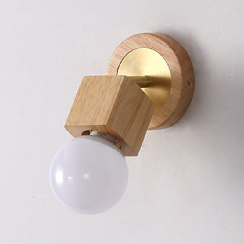 Modern Simple Wooden Wall Light Rectangle Shape Wall Lamp for Living Room