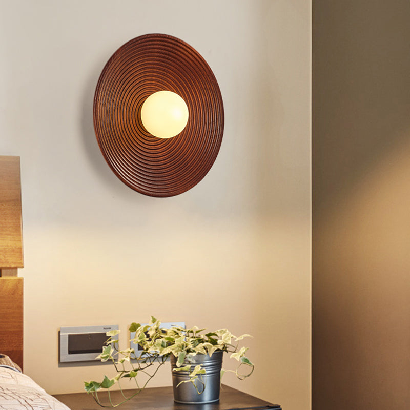 Modern Simple Wooden Wall Light Circle Shape Wall Lamp for Living Room