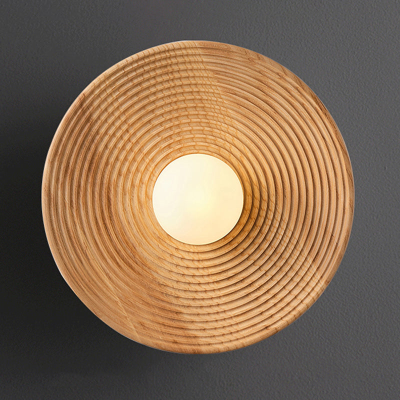 Modern Simple Wooden Wall Light Circle Shape Wall Lamp for Living Room