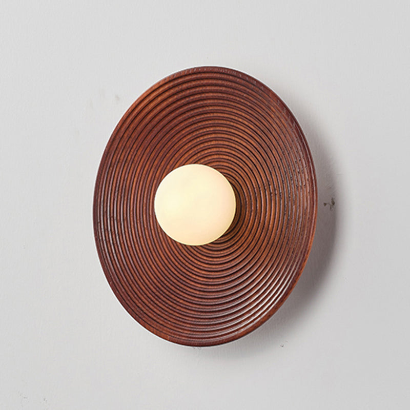 Modern Simple Wooden Wall Light Circle Shape Wall Lamp for Living Room