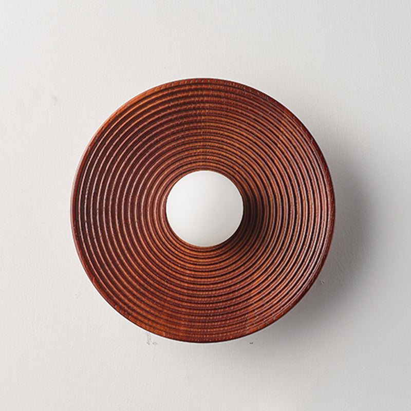 Modern Simple Wooden Wall Light Circle Shape Wall Lamp for Living Room