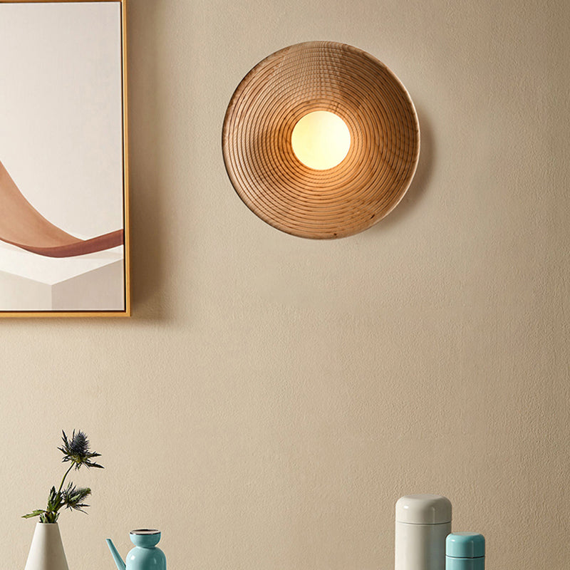Modern Simple Wooden Wall Light Circle Shape Wall Lamp for Living Room