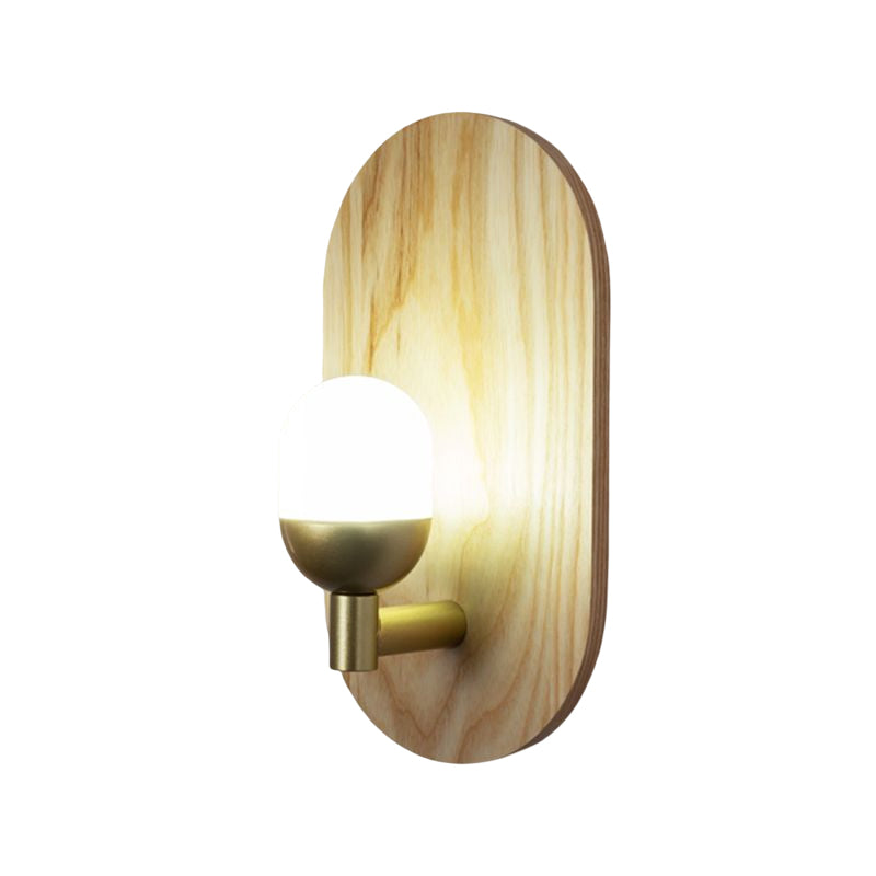 Modern Simple Wall Mount Light Ellipse Shape Wooden Wall Lamp for Bedroom