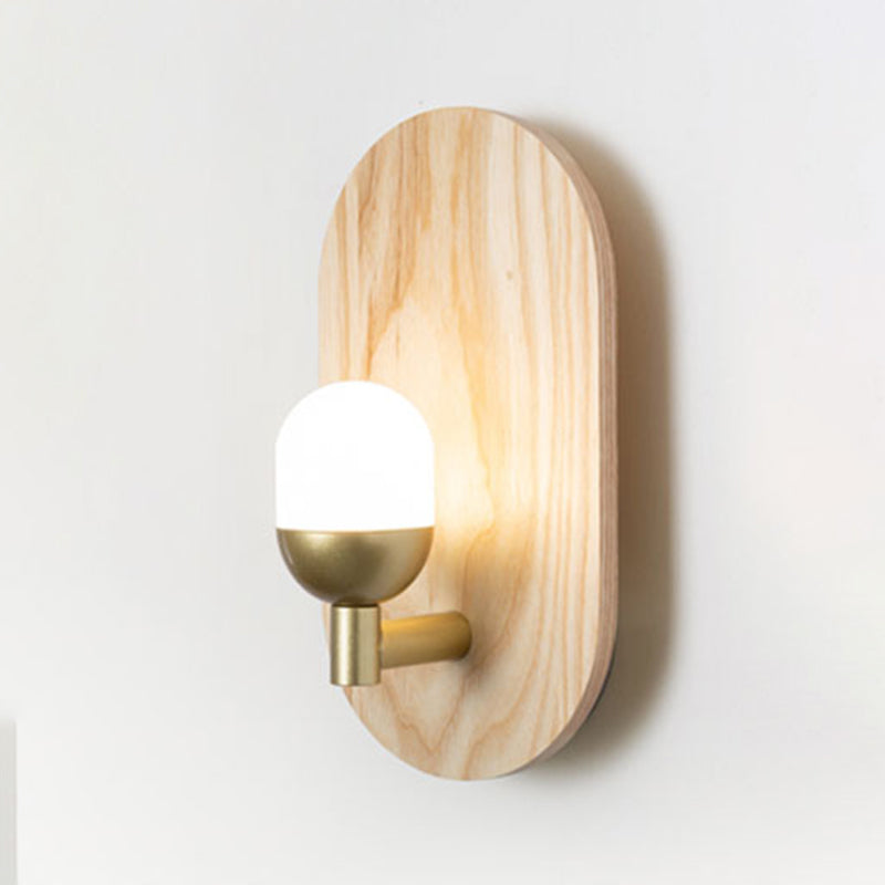 Modern Simple Wall Mount Light Ellipse Shape Wooden Wall Lamp for Bedroom