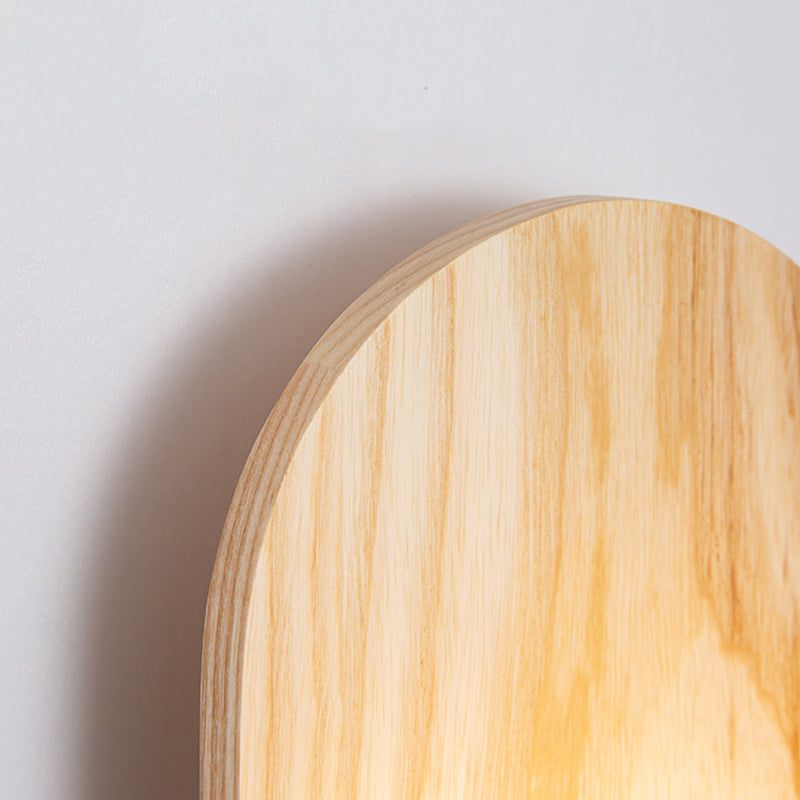 Modern Simple Wall Mount Light Ellipse Shape Wooden Wall Lamp for Bedroom