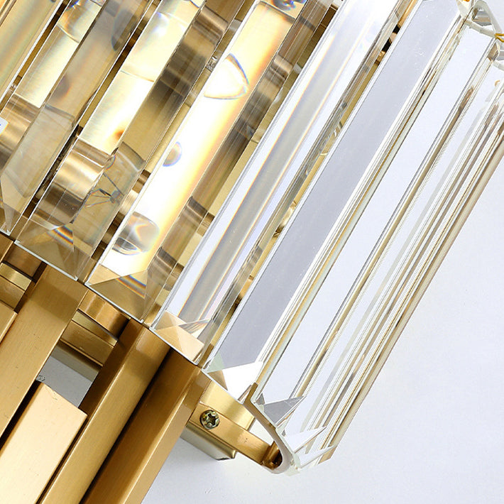2-Light Modern Golden Wall Mounted Sconce Unique Crystal Wall Light for Foyer
