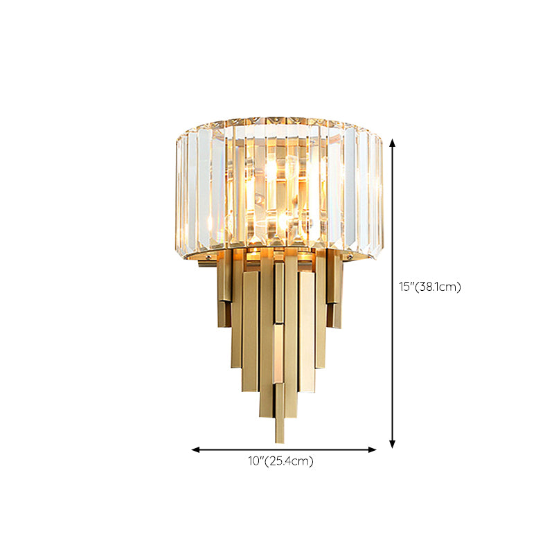 2-Light Modern Golden Wall Mounted Sconce Unique Crystal Wall Light for Foyer