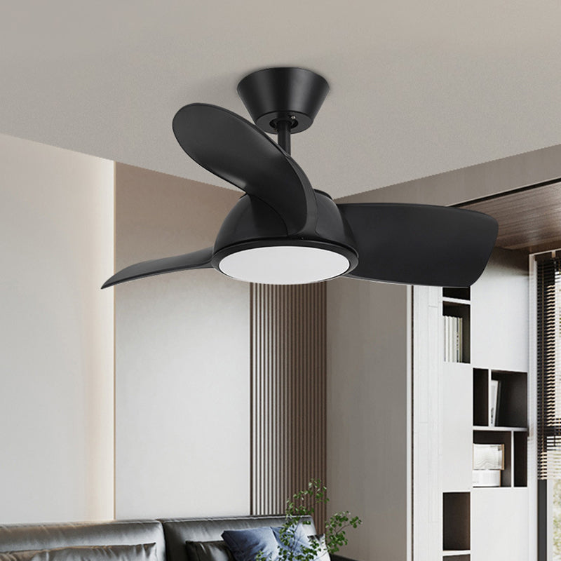 3-Blade Ceiling Fan Contemporary LED Black/Golden Fan with Light for Foyer