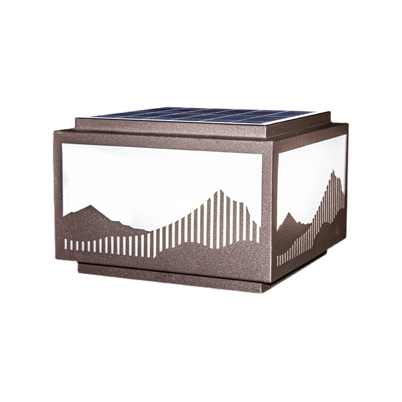 Contemporary Pillar Lamp Metal Outdoor Lamp with Acrylic Shade for Garden