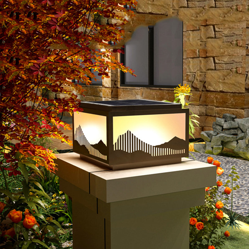 Contemporary Pillar Lamp Metal Outdoor Lamp with Acrylic Shade for Garden