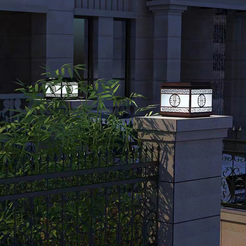 Contemporary Pillar Lamp Metal Outdoor Lamp with Acrylic Shade for Garden