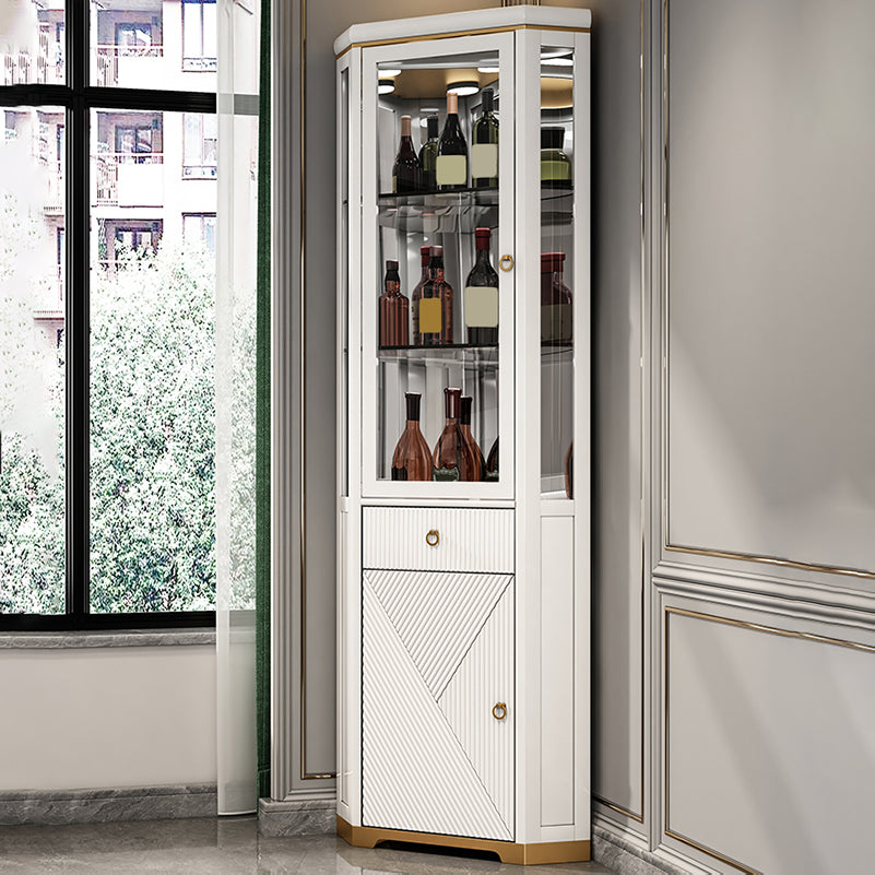 Contemporary Oak Display Stand Corner Unit Curio Cabinet with Doors