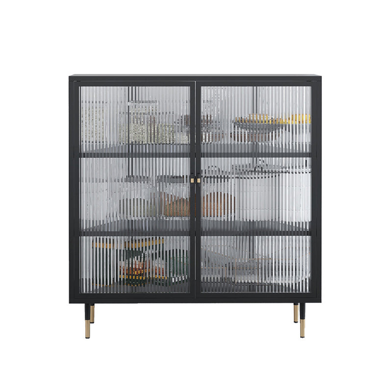 Contemporary Curio Cabinet Glass Doors Metal Storage Cabinet for Living Room