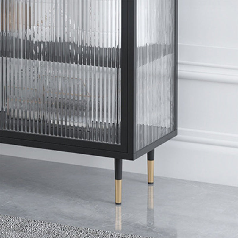 Contemporary Curio Cabinet Glass Doors Metal Storage Cabinet for Living Room