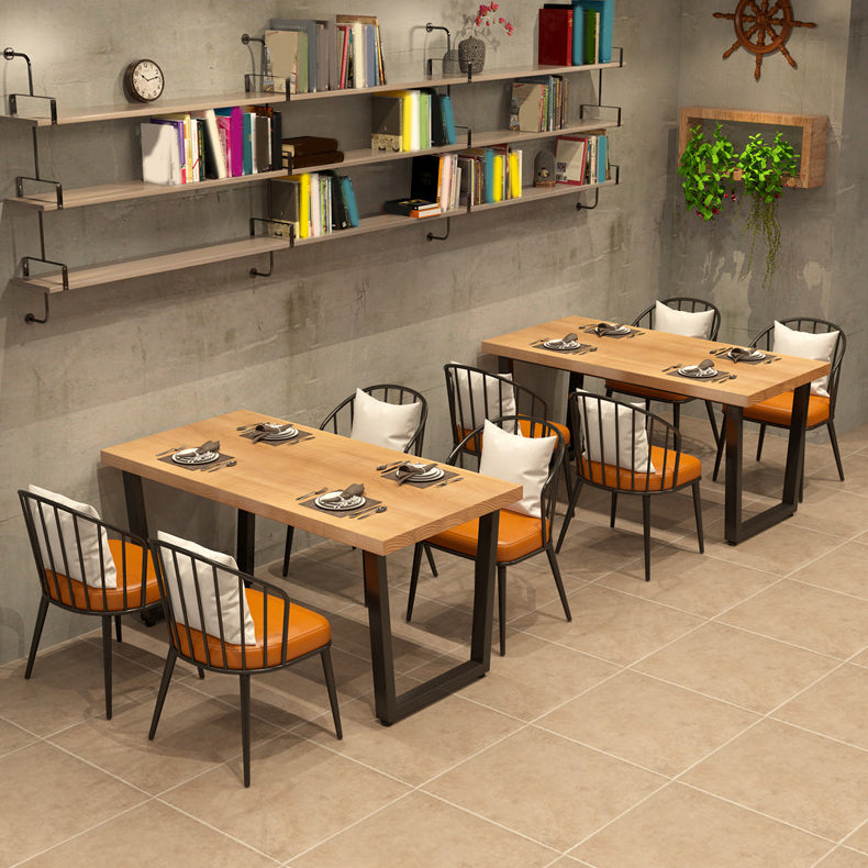 Natural Finish Solid Wood Dining Table Set 1/4/5 Pcs Industrial Dinette Set