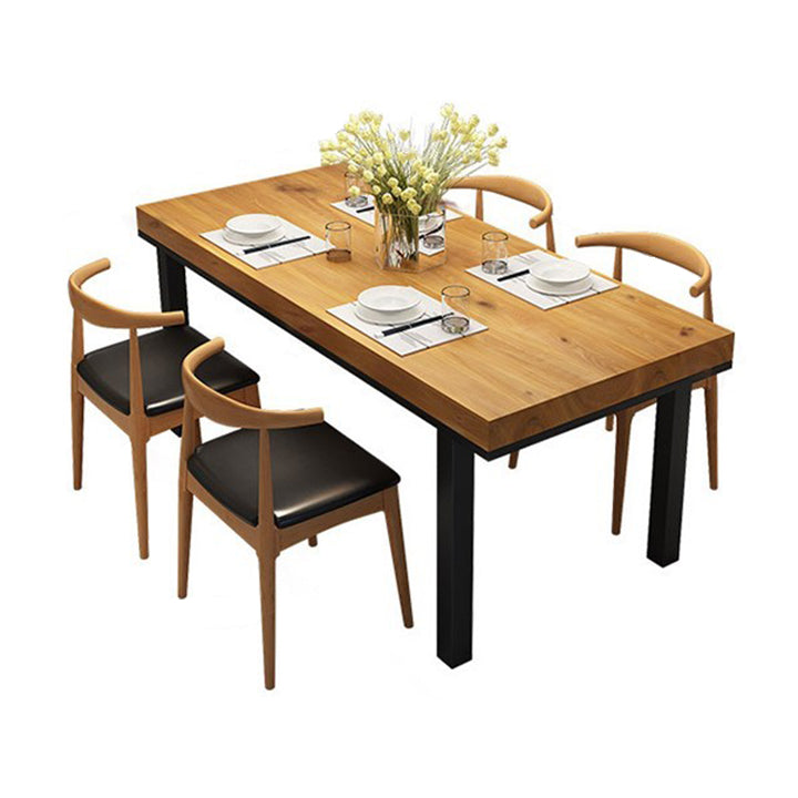 Light Brown Wood Dining Set 1/2/5 Pieces Industrial Dinette Set with Wooden Chairs