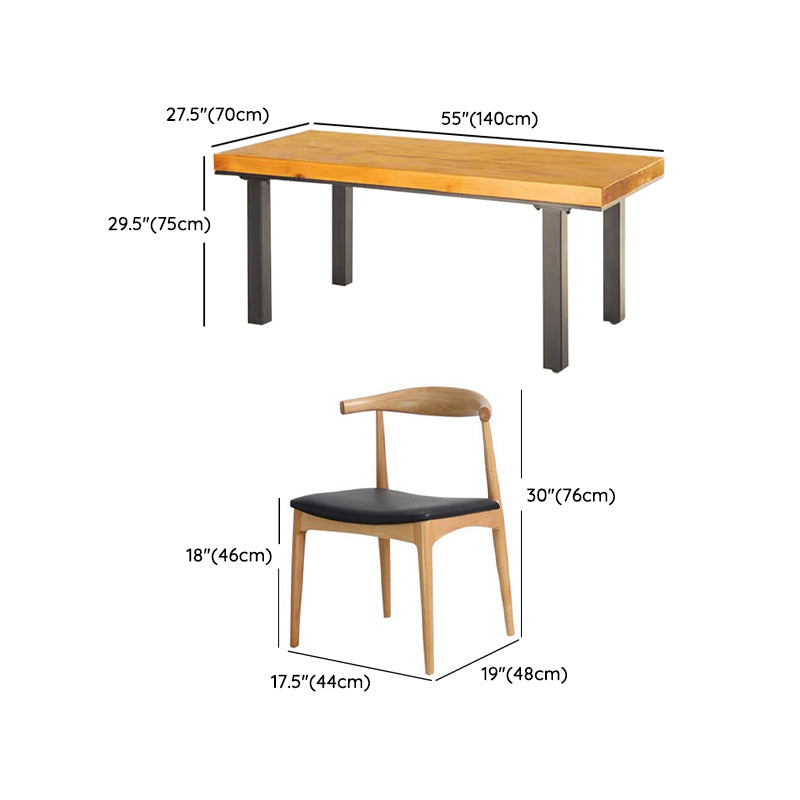Light Brown Wood Dining Set 1/2/5 Pieces Industrial Dinette Set with Wooden Chairs