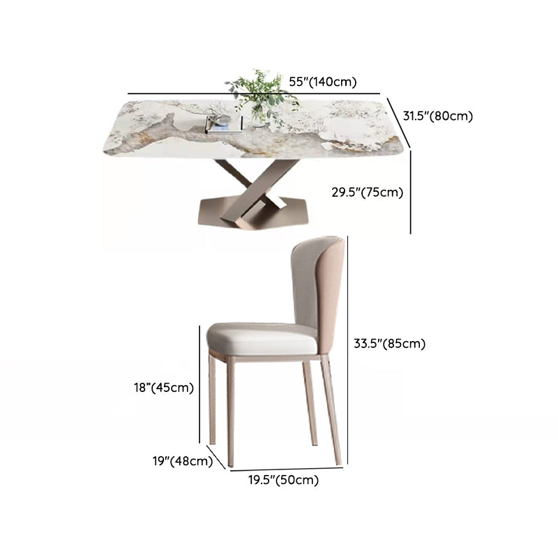 Glam Dinette Set for Dining Room 1/2/5/7 Pcs Glossy White Dining Table Set