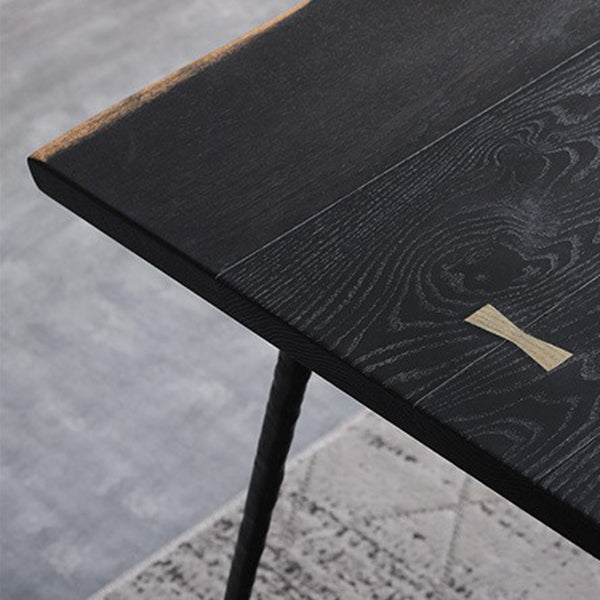 Black Oak Wood Dining Table Set 1/2/5 Pcs Industrial Metal Dinette Set for Home