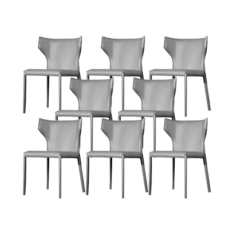 Faux Leather Dining Chairs Modern Style Wingback Armless Chair