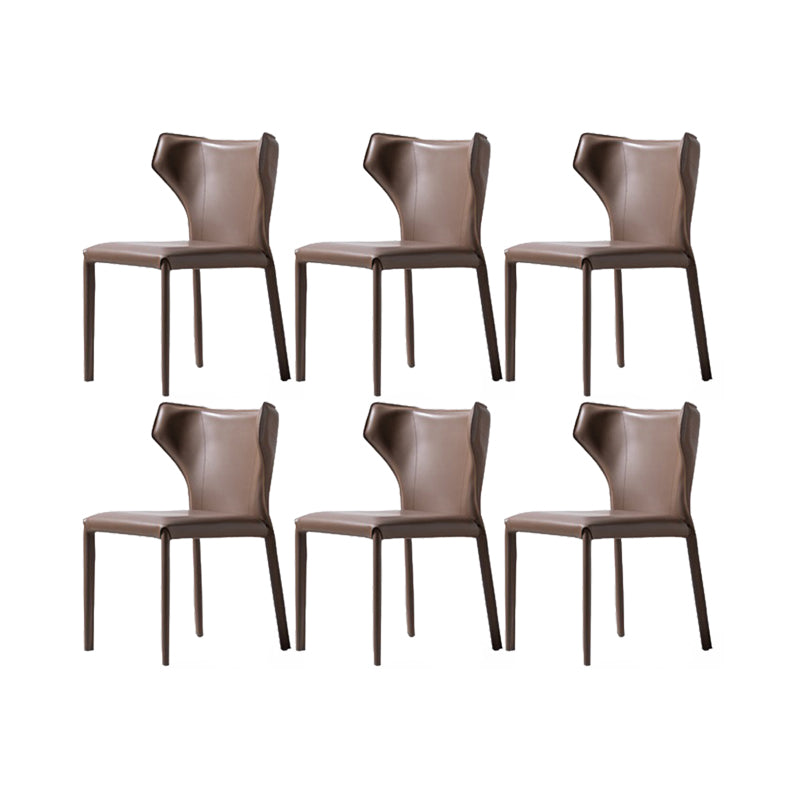Faux Leather Dining Chairs Modern Style Wingback Armless Chair