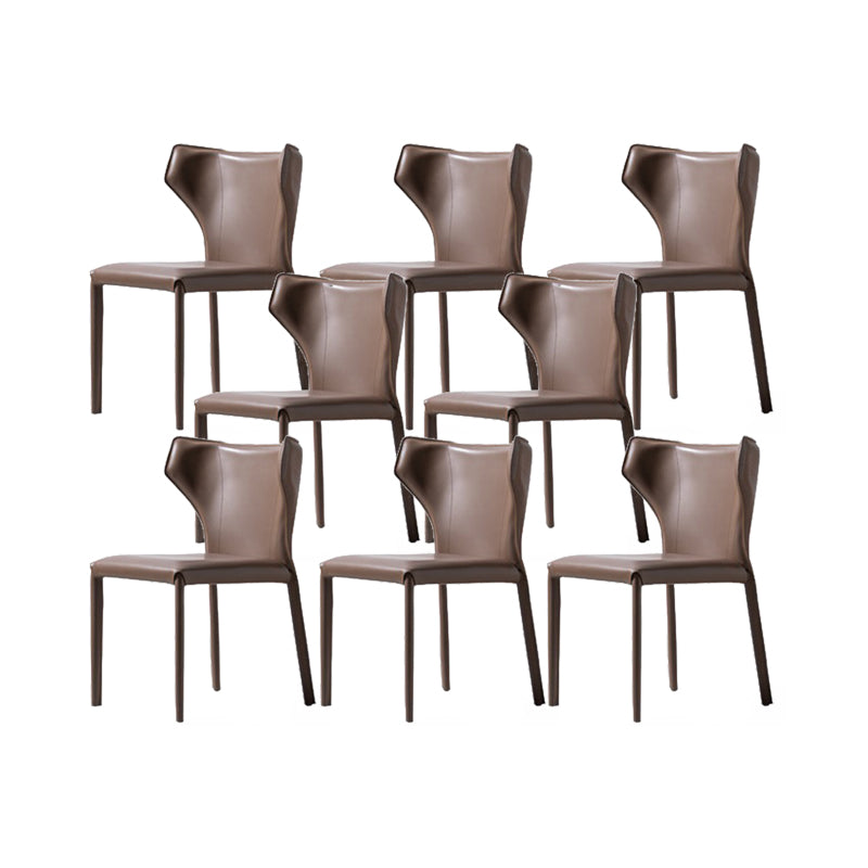 Faux Leather Dining Chairs Modern Style Wingback Armless Chair