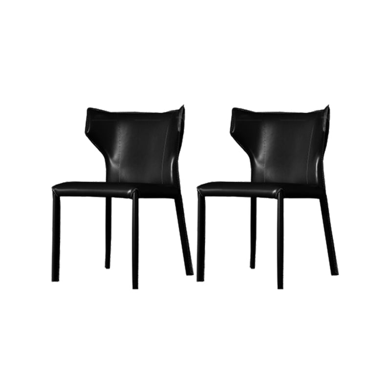 Faux Leather Dining Chairs Modern Style Wingback Armless Chair