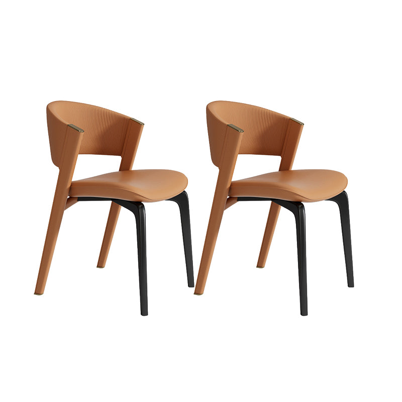 Faux Leather Dining Chair Nordic Style Open Back Armless Chair
