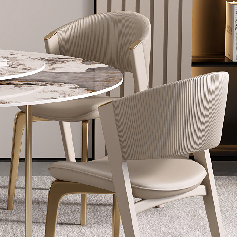 Faux Leather Dining Chair Nordic Style Open Back Armless Chair