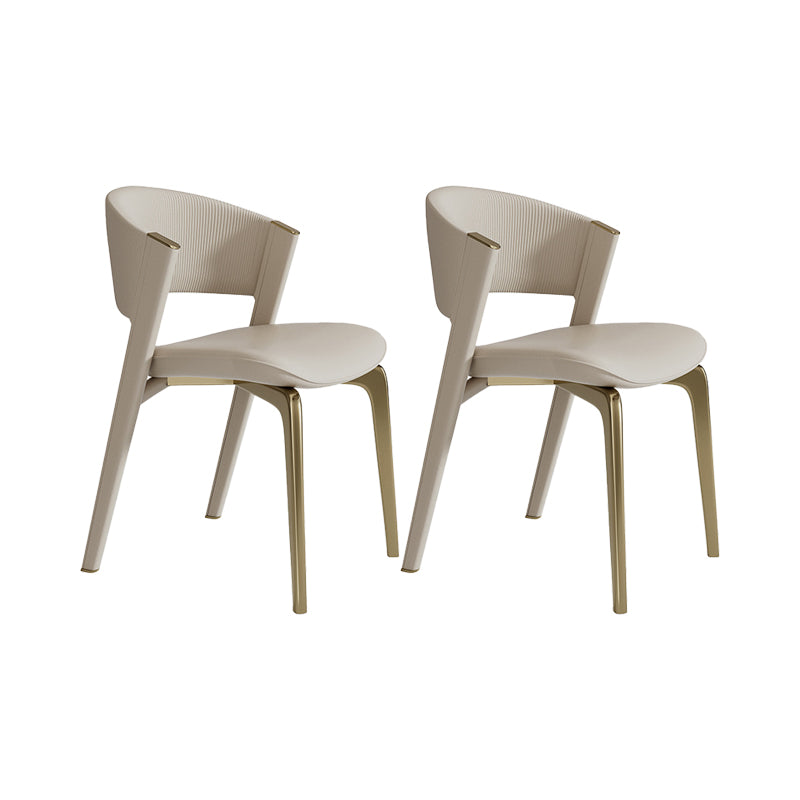 Faux Leather Dining Chair Nordic Style Open Back Armless Chair