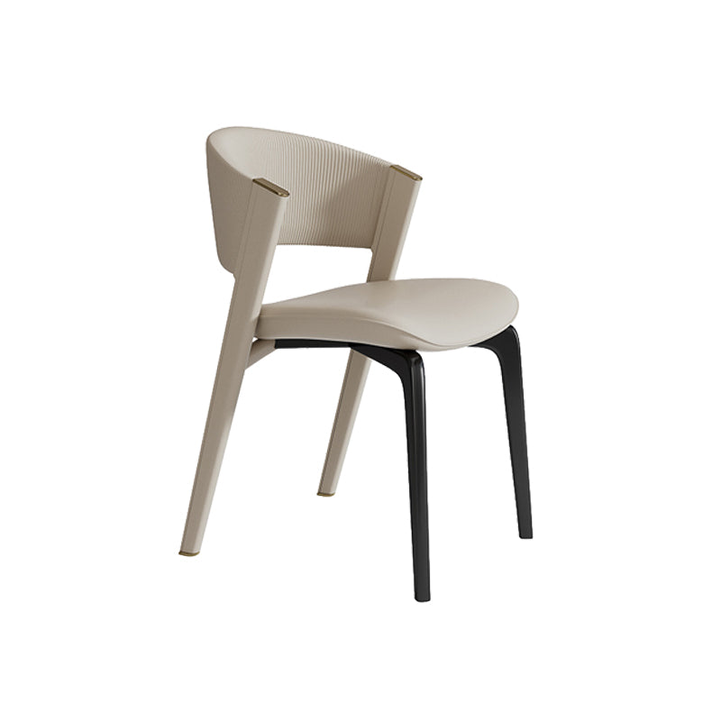 Faux Leather Dining Chair Nordic Style Open Back Armless Chair