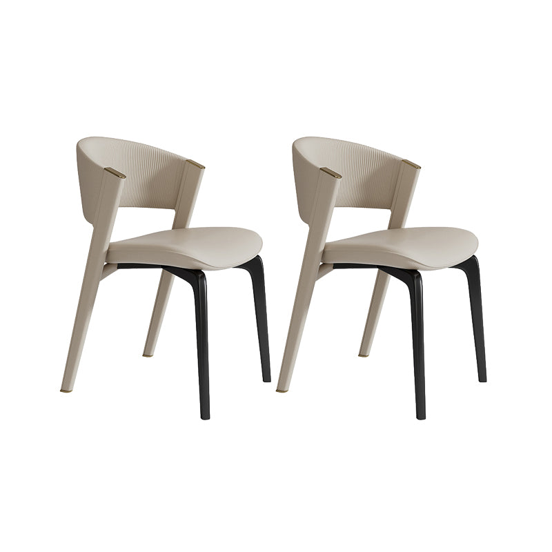 Faux Leather Dining Chair Nordic Style Open Back Armless Chair