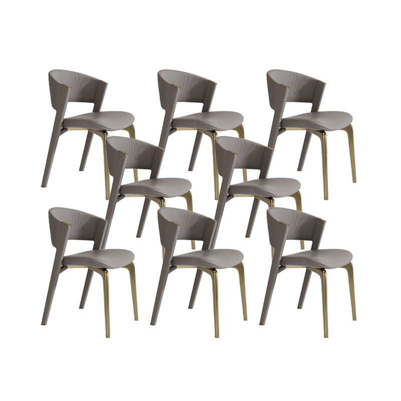 Faux Leather Dining Chair Nordic Style Open Back Armless Chair