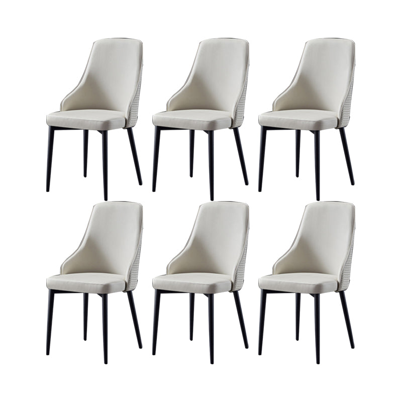 Contemporary Kitchen Dining Side Chair Leather Chair in Black Legs