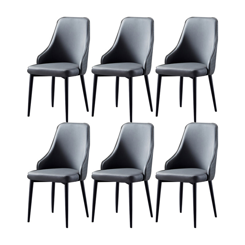 Contemporary Kitchen Dining Side Chair Leather Chair in Black Legs
