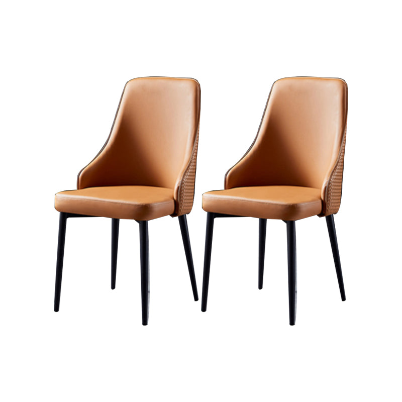 Contemporary Kitchen Dining Side Chair Leather Chair in Black Legs