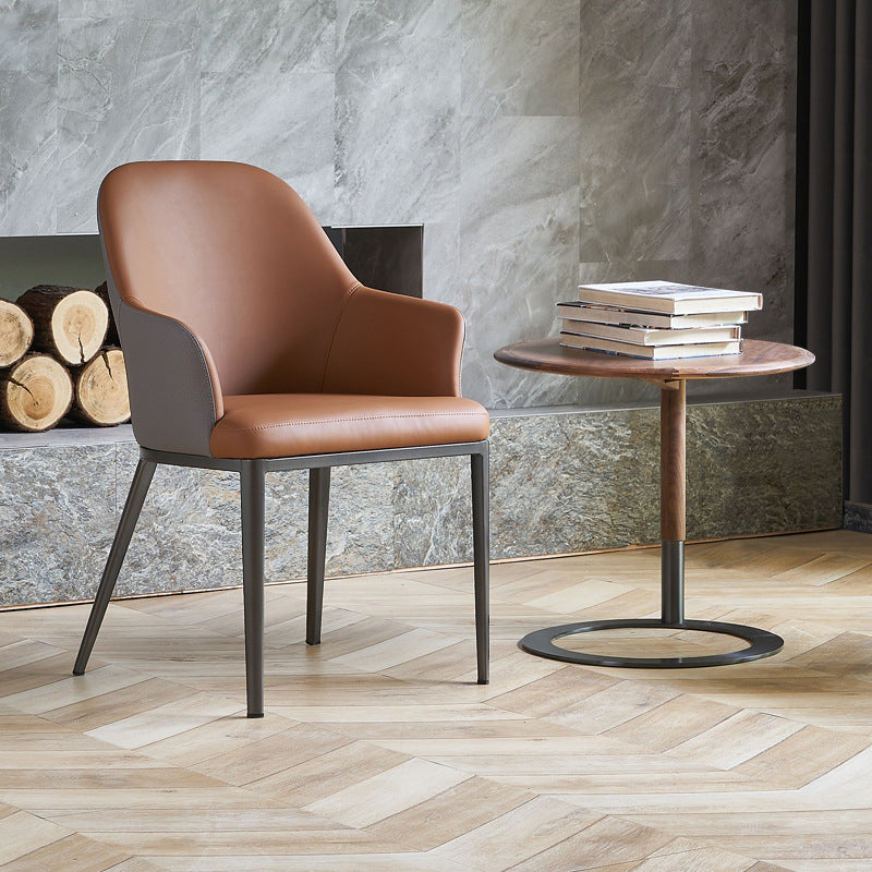 Contemporary Upholstered Arm Chair Home Faux Leather Dining Chair