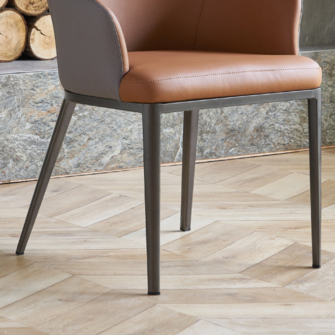 Contemporary Upholstered Arm Chair Home Faux Leather Dining Chair