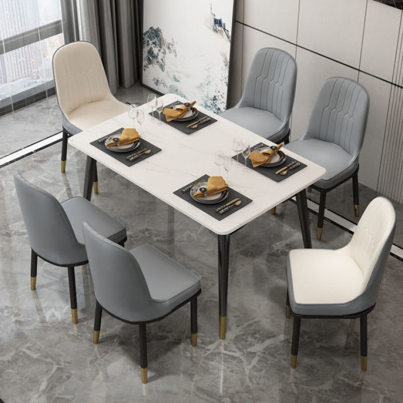 PU Leather Dining Chairs Nordic Style Parsons Armless Chair Set